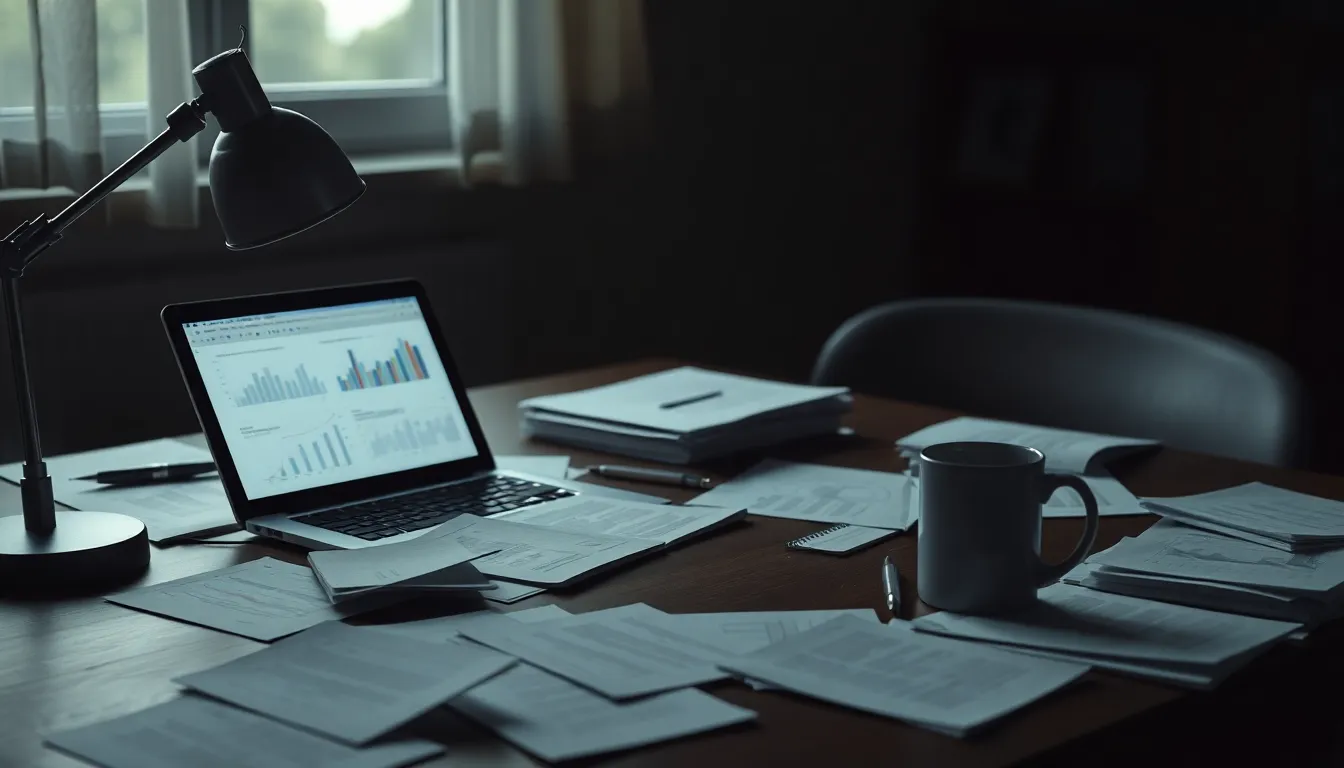 발표 준비 중인 학생이 고민하는 모습