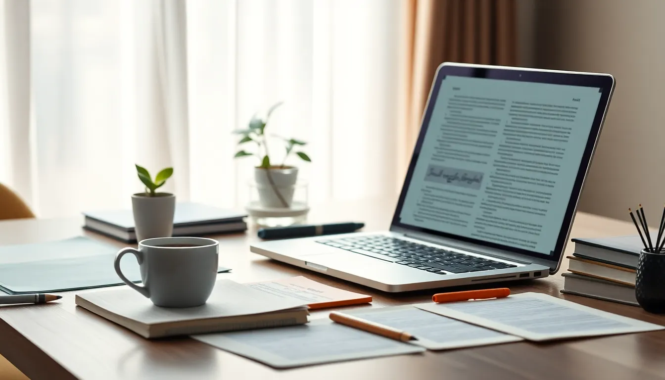 연구실에서 노트북으로 논문을 쓰고 있는 연구자