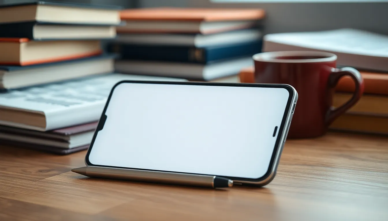 스마트폰으로 논문 PPT를 준비하는 모습