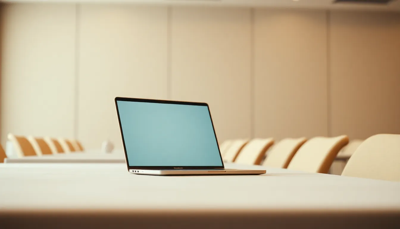 발표자가 자신감 있게 청중과 소통하는 모습