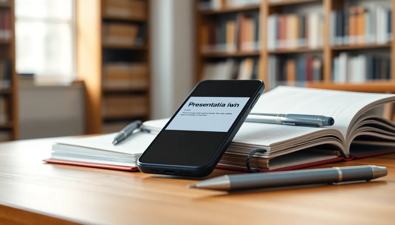 스마트폰에서 PPT를 편집하는 모습