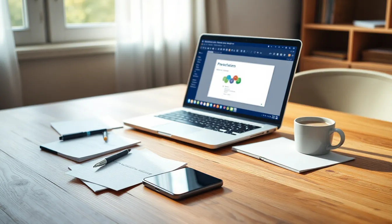 스마트폰으로 논문 발표 자료를 만드는 모습