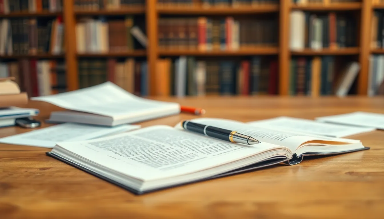 연구 논문 조사를 위한 자료 더미와 노트북 이미지