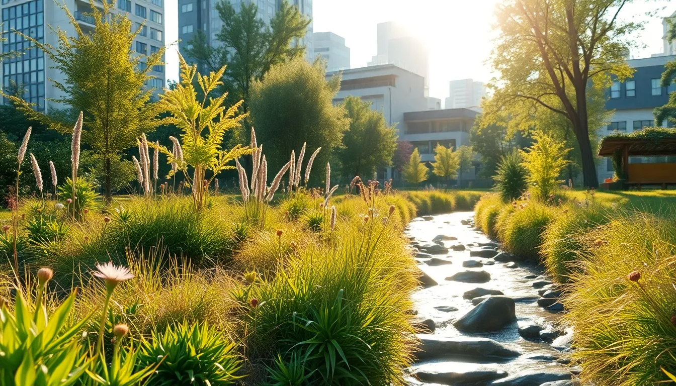 도시 풍경 속 태양광 패널