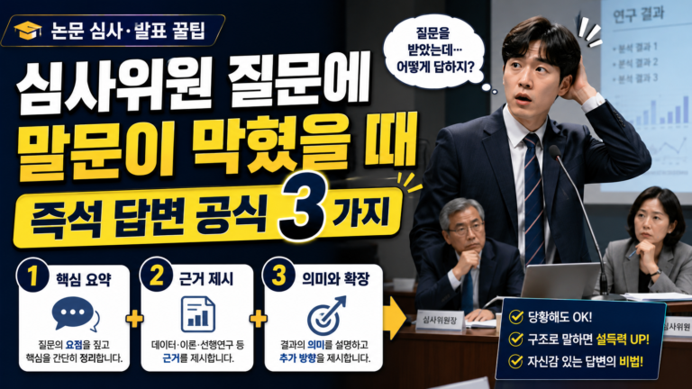 심사 현장에서 심사위원 질문에 말문이 막혔을 때 — 즉석 답변 공식 3가지