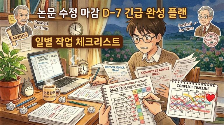 논문 수정 마감 D-7 긴급 완성 플랜 — 일별 작업 체크리스트