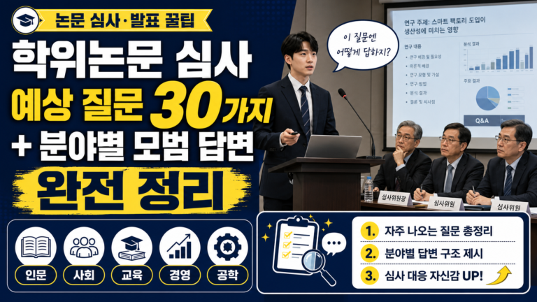 학위논문 심사 예상 질문 30가지 + 분야별 모범 답변 완전 정리
