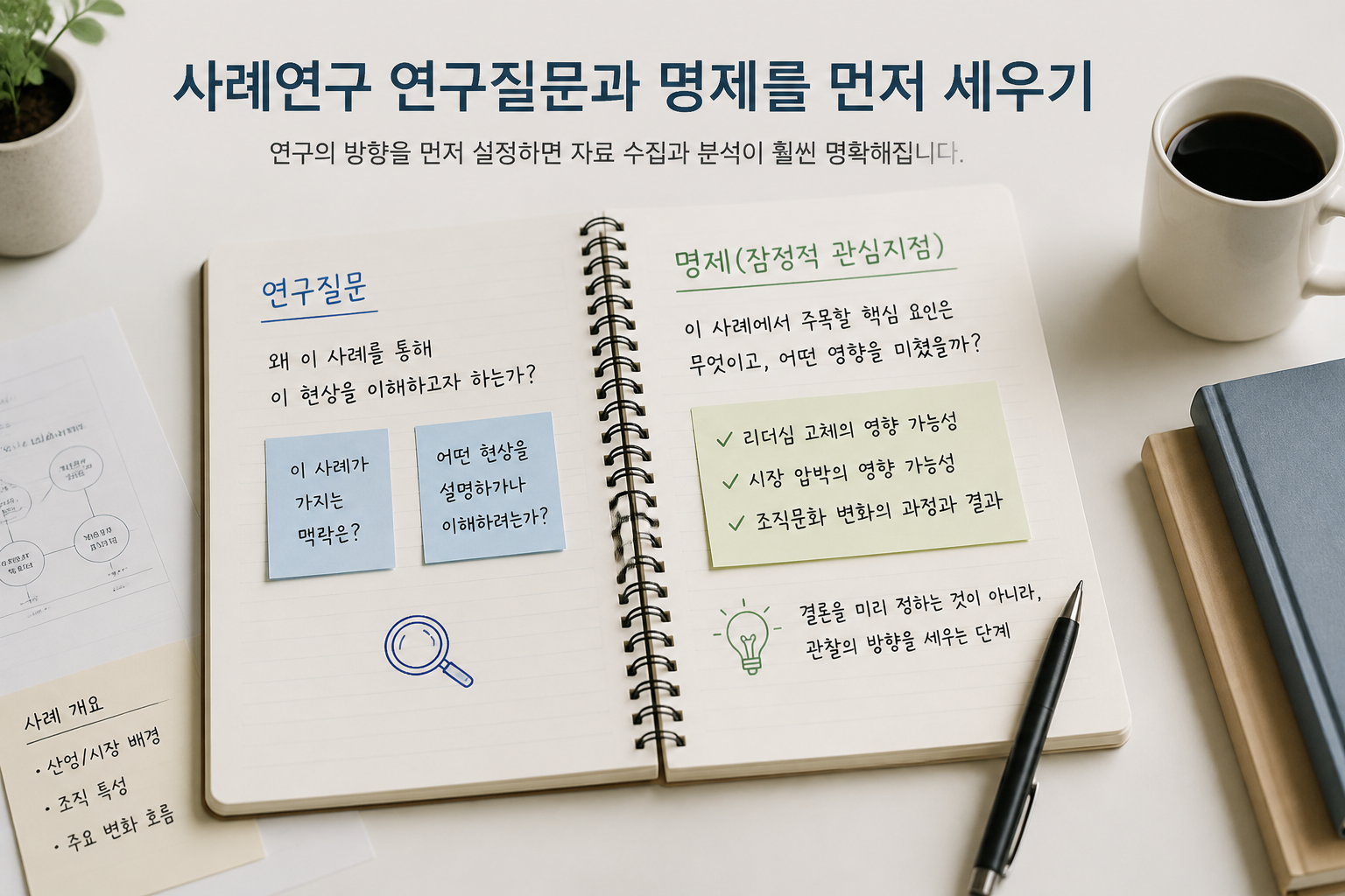 사례연구 설계에서 먼저 밝힐 5가지 기준 1 사례연구 연구질문과 명제를 먼저 세우기