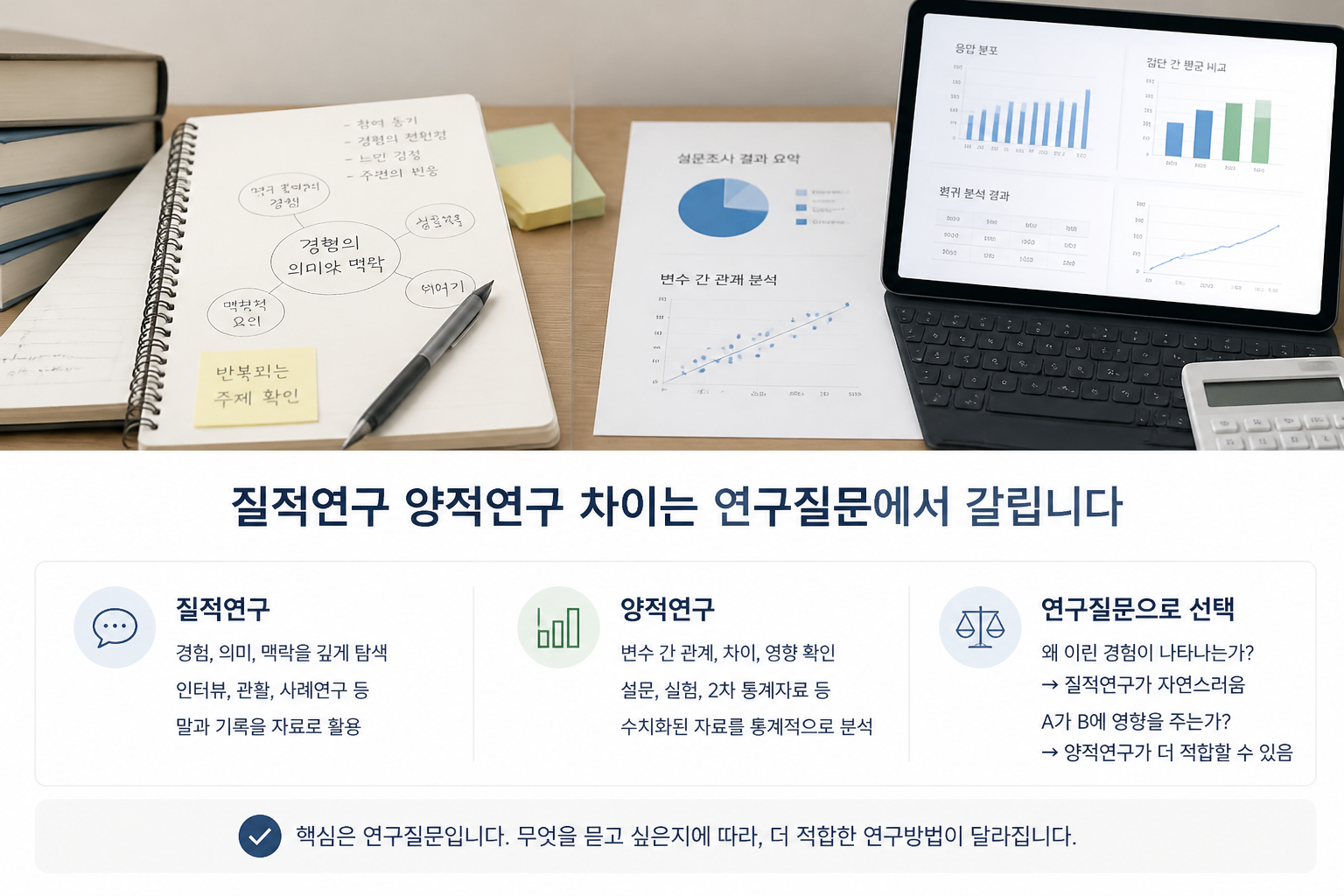 학위논문 연구방법 질적연구와 양적연구 비교 1 질적연구 양적연구 차이는 연구질문에서 갈립니다