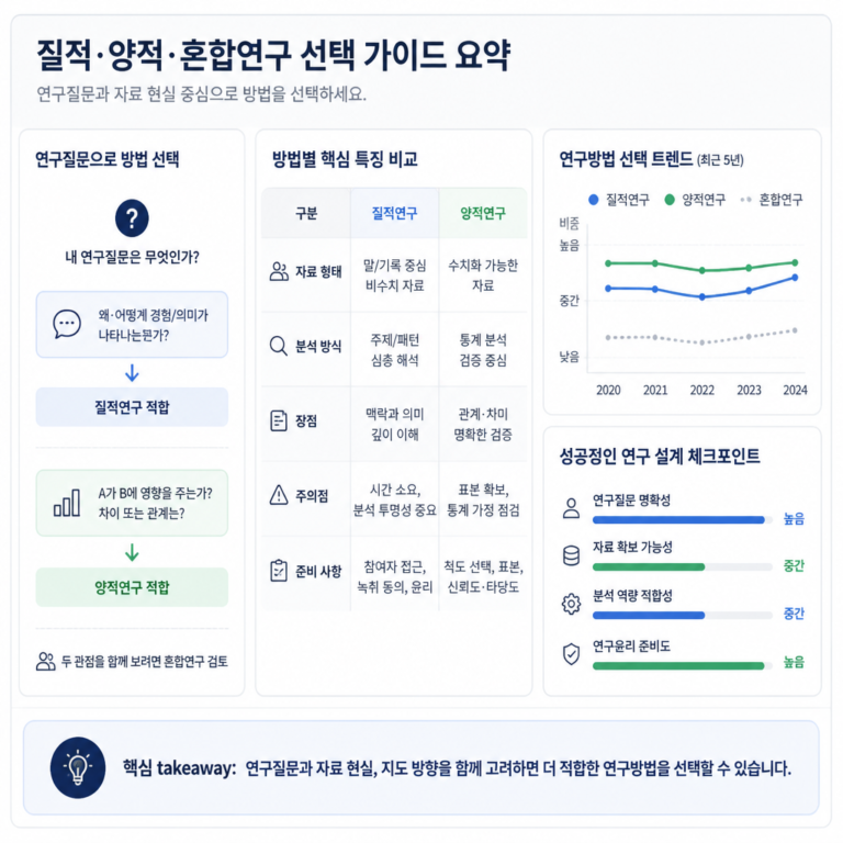 학위논문 연구방법 질적연구와 양적연구 비교