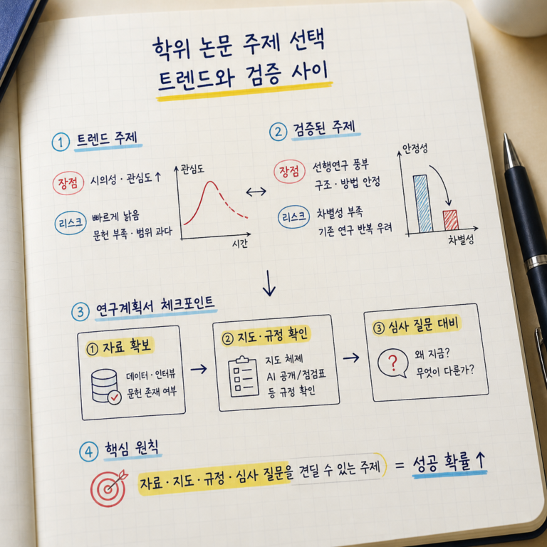 학위 논문 주제 선택 트렌드와 검증 사이